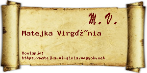Matejka Virgínia névjegykártya